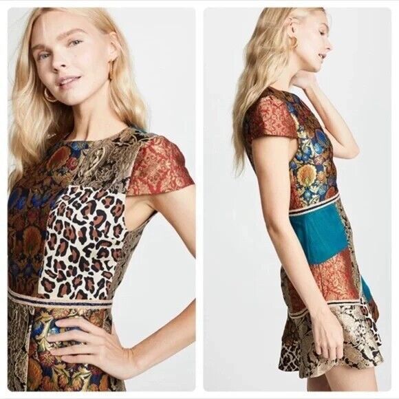 NWT. $595 Alice + Olivia Rapunzel Patchwork Dress Sz 4 - Picture 5 of 14